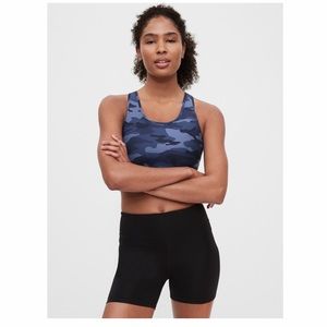 NWT GapFit Impact Blackout Longline Cut-Out Back Sports Bra Blue Camo